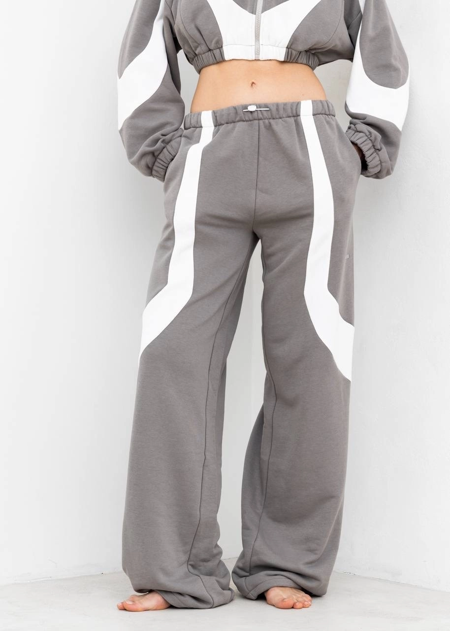 Джоггеры YANG(ЯНГ) в серо-белом цвете - 40-42(XS-S) - Серо-белый