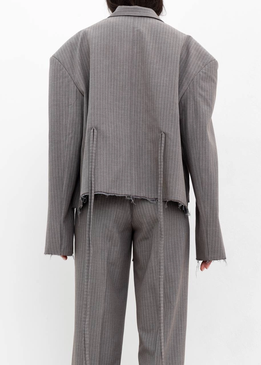 Брюки URBAN SIDE(УРБАН САЙД) в полоску в серо-бежевом цвете - 40-42 (XS-S) - Серо-бежевый