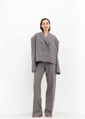 Брюки URBAN SIDE(УРБАН САЙД) в полоску в серо-бежевом цвете - 40-42 (XS-S) - Серо-бежевый