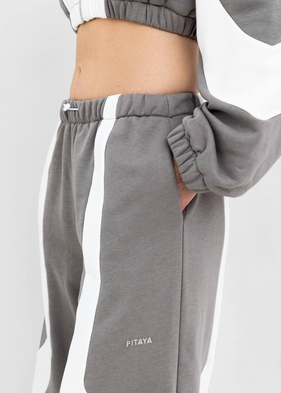 Джоггеры YANG в серо-белом цвете - 40-42(XS-S) - Серо-белый