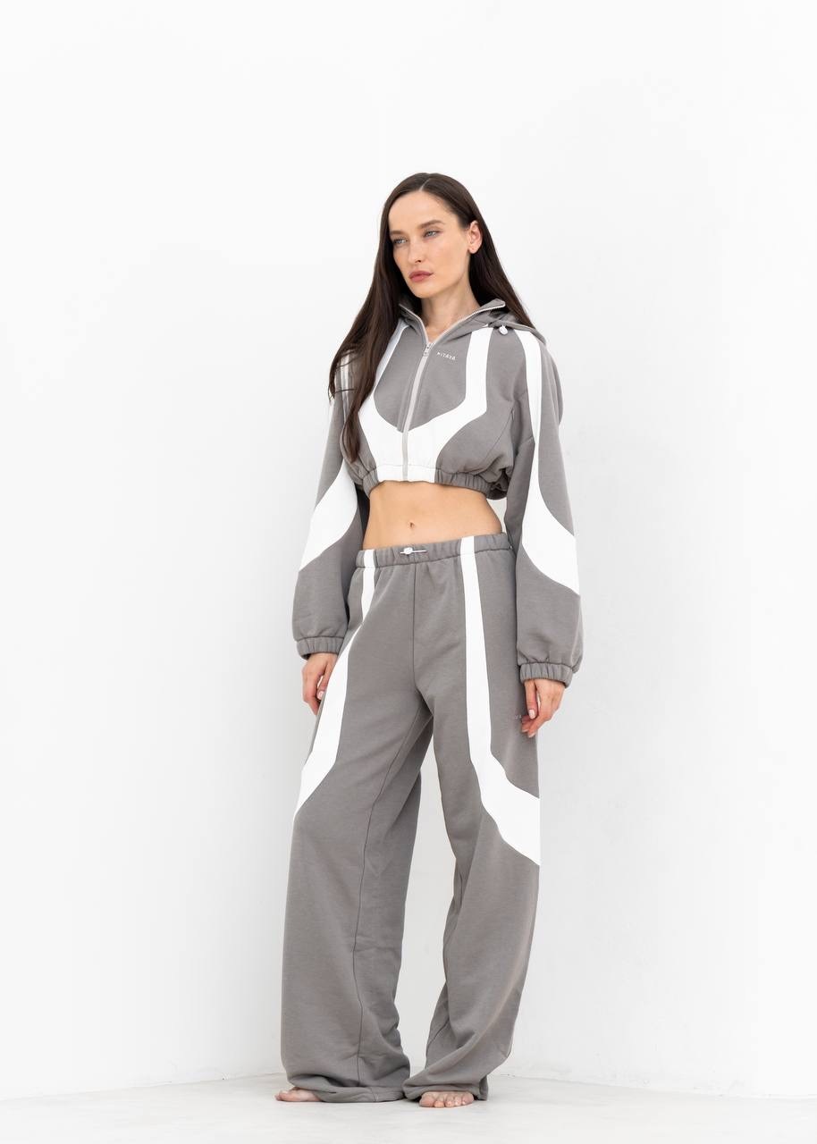 Джоггеры YANG в серо-белом цвете - 40-42(XS-S) - Серо-белый
