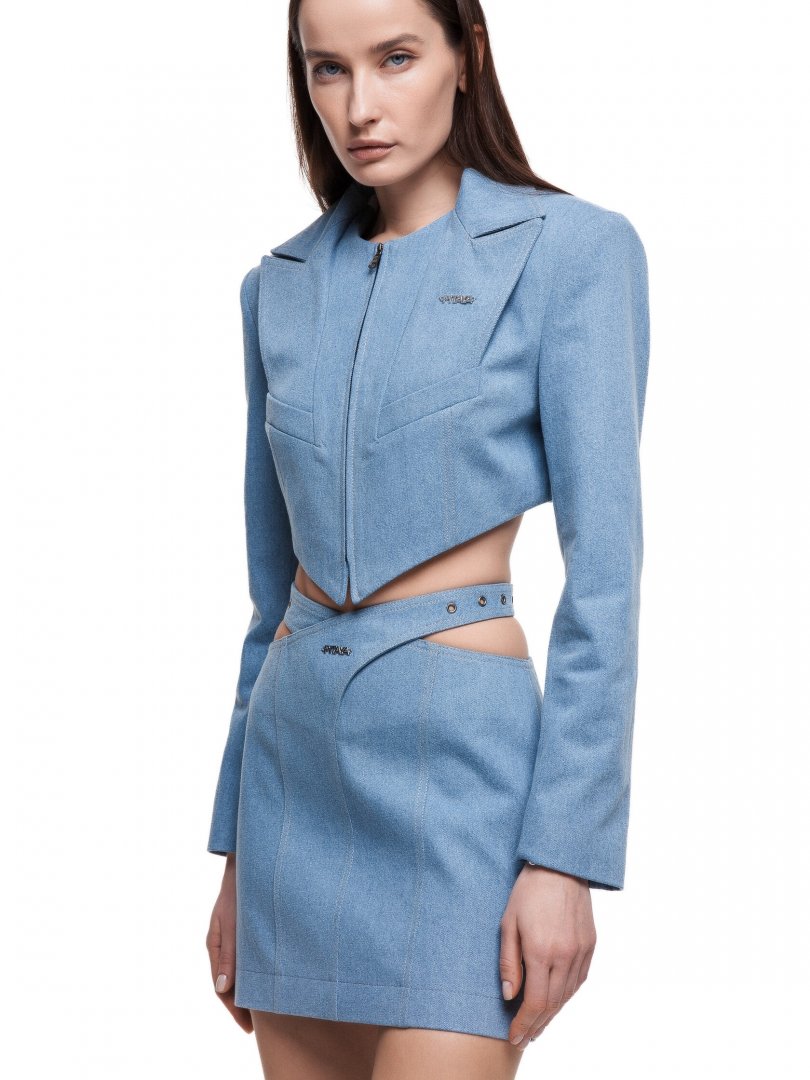 Джинсовый жакет BLOSSOM в голубом цвете - Голубой - 40-42 (XS-S)
