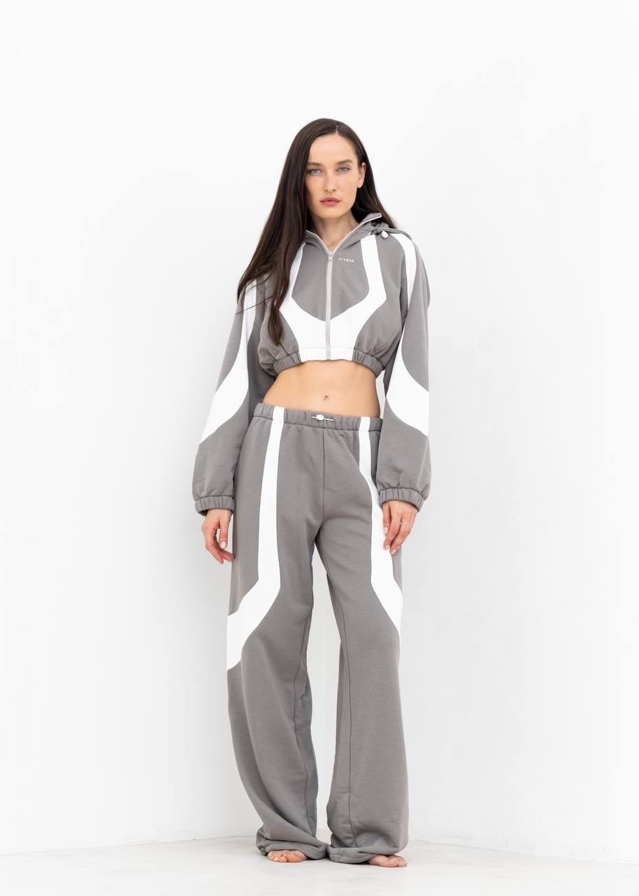 Худи YANG в серо-белом цвете - 40-42(XS-S) - Серо-белый