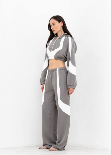 Худи YANG в серо-белом цвете - 40-42(XS-S) - Серо-белый