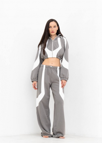 Худи YANG в серо-белом цвете - 40-42(XS-S) - Серо-белый